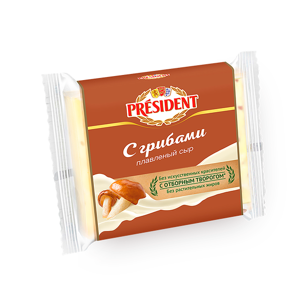 Сыр плавленый ломтевой с грибами 40% President