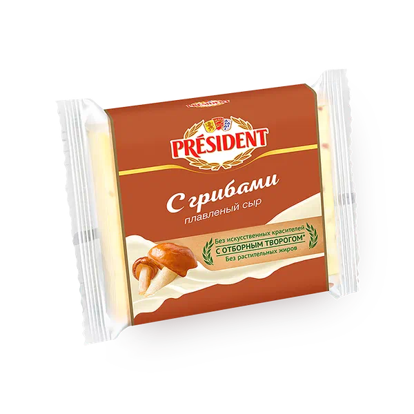 Сыр плавленый ломтевой с грибами 40% President