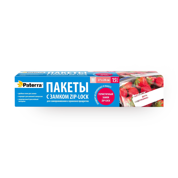 Пакеты Paterra для хранения и замораживания с замком 3 л 27 х 28 см