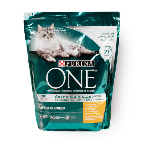 Сухой корм кошек Purina One с курицей и цельным злаками