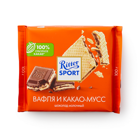 Шоколад молочный Ritter Sport вафля и какао-мусс