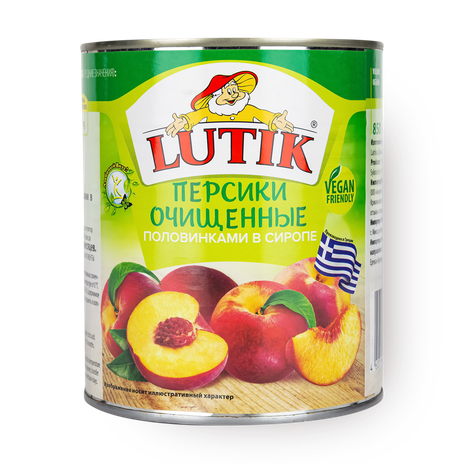 Персики половинки Lutik очищенные в сиропе