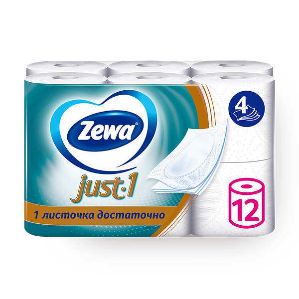 Туалетная бумага Zewa Just 1 4 слоя белая