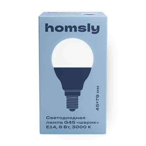 Лампа светодиодная Homsly 6Вт G45 Е14 3000К