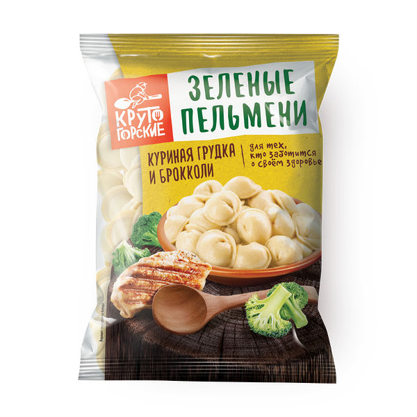 Пельмени куриная грудка-брокколи Зелёные «Крутогорские»