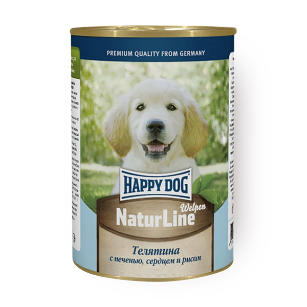 Влажный корм для щенков Happy Dog Natur Line телятина с печенью, сердцем и рисом
