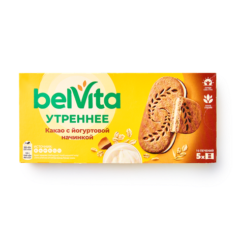 Печенье-сэндвич Утреннее Belvita какао с йогуртовой начинкой