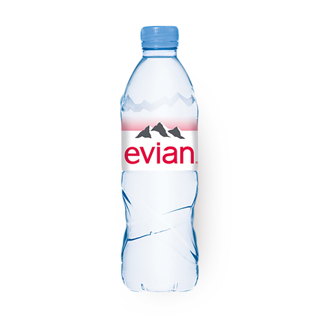 Evian minrel water plastic bottle