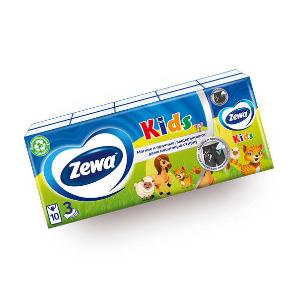 Платочки бумажные Zewa Kids 3 слоя