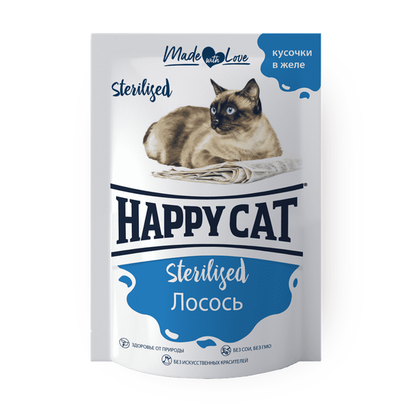 Влажный корм для стерилизованных кошек Happy Cat Sterilised лосось в желе