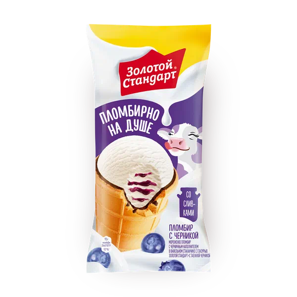Мороженое пломбир шоколадное «Золотой стандарт» и брауни в вафельном ...