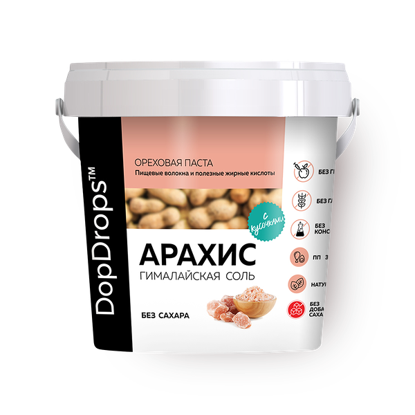 Паста арахисовая DopDrops с гималайской солью без сахара