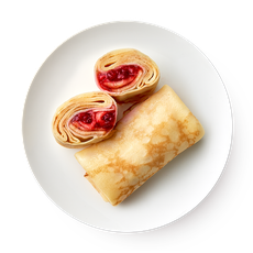 Блинчи­ки с брусни­кой и яблоком