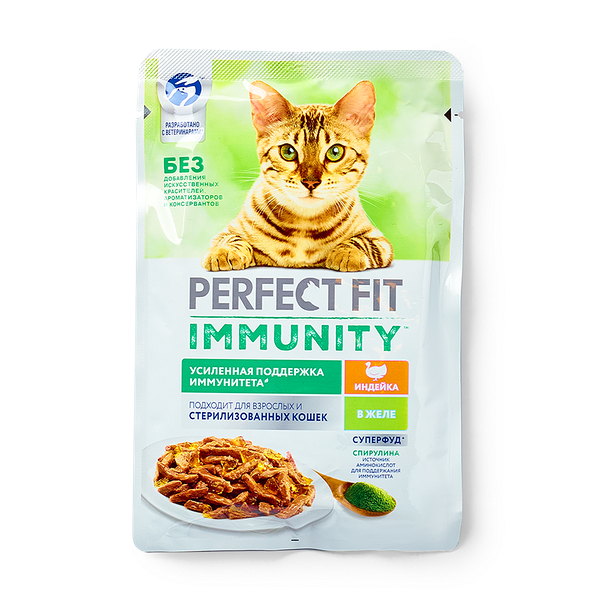 Корм для кошек Perfect Fit Immunity индей­ка в желе