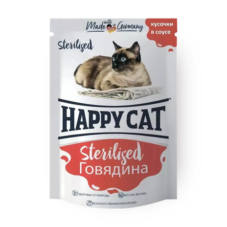 Влажный корм для стерилизованных кошек Happy Cat Sterilised говядина в соусе