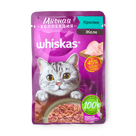 Влажный корм для кошек Whiskas Мясная коллекция кролик в желе