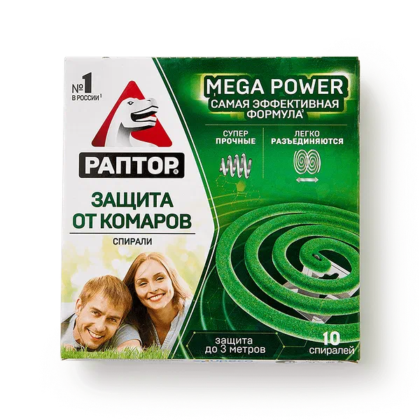 Спираль от комаров «Раптор» Mega Power без запаха