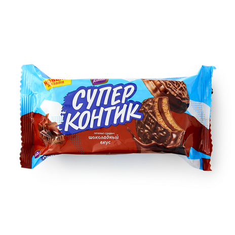 Печенье-сэндвич Супер Контик Konti шоколадный вкус, 100 г — купить с ...