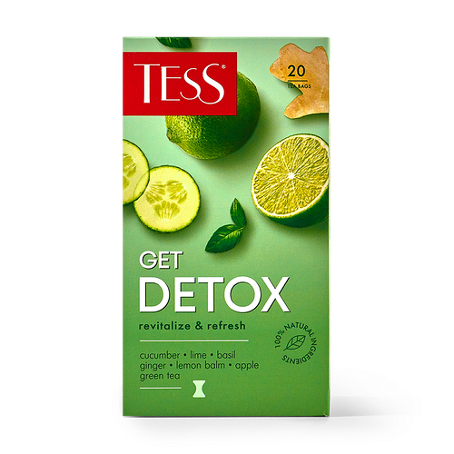 Чай зелёный Get Detox Tess с базиликом, имбирём, ароматом лайма и