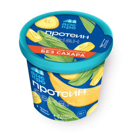 Мороженое протеиновое «АйсКро» банан без добавления сахара 75 г ...