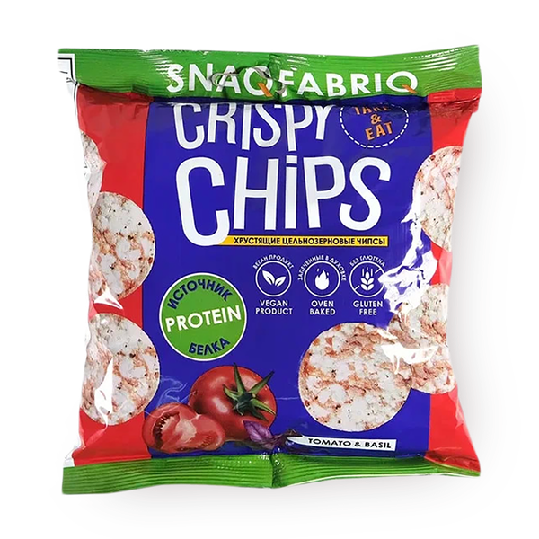 Чипсы цельнозерновые vegan Snaq Fabriq томат и базилик без глютена