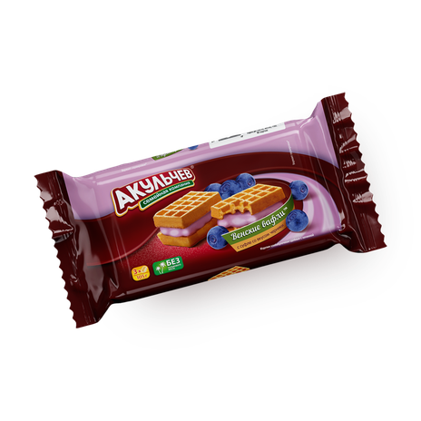 Вафли венские «Акульчев» с суфле со вкусом черники