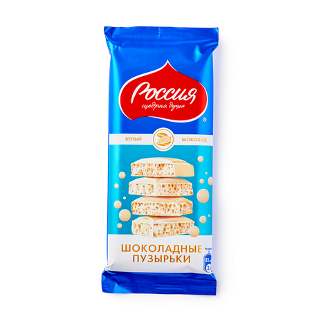 Шоколад пористый белый «Россия - щедрая душа!» Шоколадные пузырьки