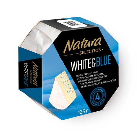 Сыр White&Blue Natura Selection с голубой и белой плесенью 60% 125 г —  купить в Москве с доставкой из Яндекс Лавки