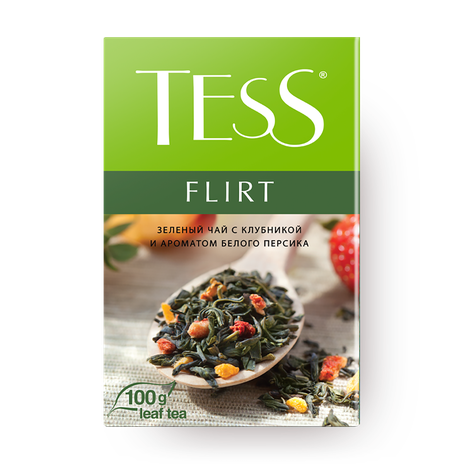 Чай зелёный Tess Flirt с клубникой и персиком листовой