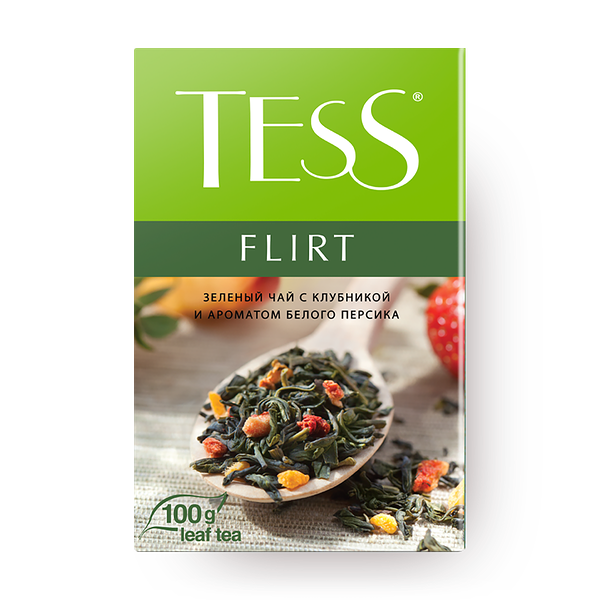 Чай зелёный Tess Flirt с клубникой и персиком листовой