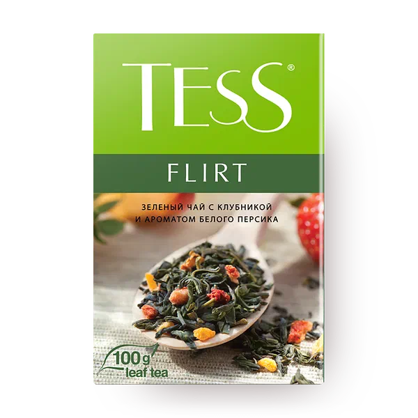 Чай зелёный Tess Flirt с клубникой и персиком листовой