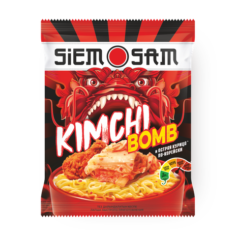 Лапша Siem Sam Kimchi Bomb и острая курица по-корейски, 90 г — купить с ...