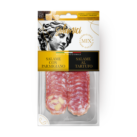 Колбаса Salame Solemici Con Parmigiano и Salame Al Tartufo ассорти нарезка