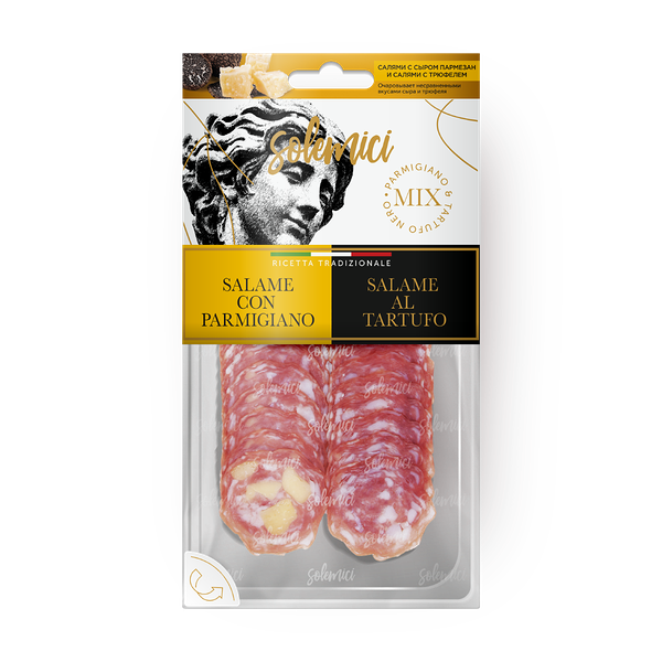 Колбаса Salame Solemici Con Parmigiano и Salame Al Tartufo ассорти нарезка