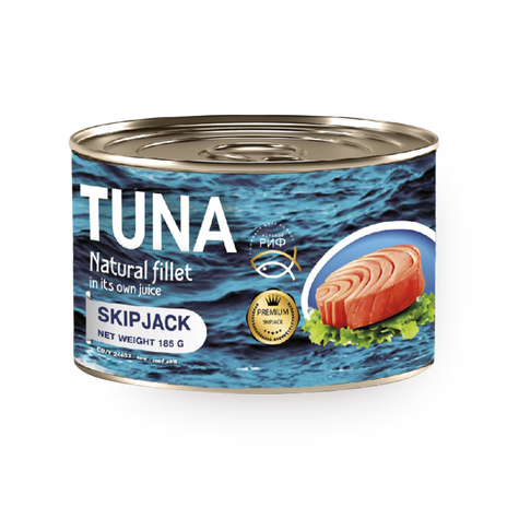 Тунец в кусках Skipjack «Морской риф» в собственном соку