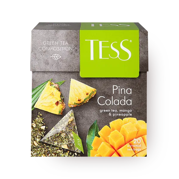 Чай зелёный Tess Pina Colada с манго и ананасом в пирамидках