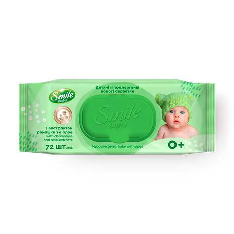 Салфетки влажные для детей Smile Baby Экстракт ромашки и алоэ с витаминным комплексом