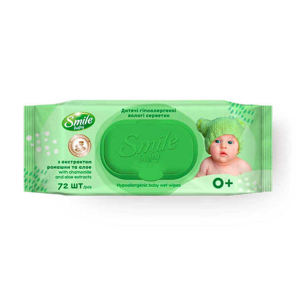 Салфетки влажные для детей Smile Baby Экстракт ромашки и алоэ с витаминным комплексом