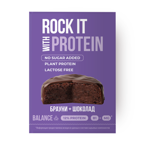 Бисквит протеиновый Rock It With Protein шоколадный брауни классический без сахара без лактозы