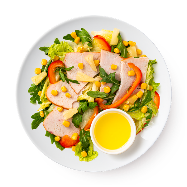 Салат с копчёной курицей, ананасами и кукурузой Mazzali