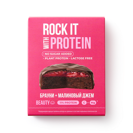 Бисквит протеиновый Rock It With Protein шоколадный брауни - малиновый ...