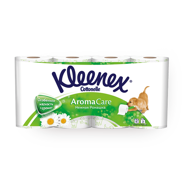 Туалетная бумага Kleenex Aroma Care 3 слоя с ароматом ромашки