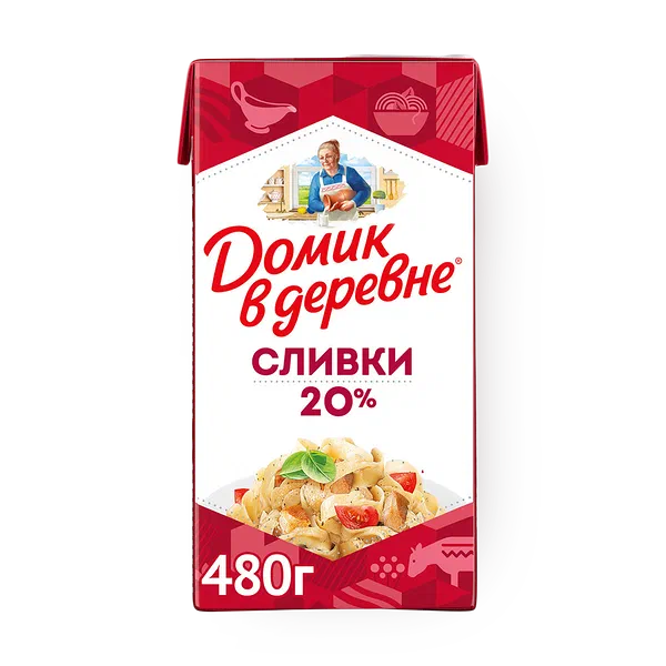 Сливки 20% «Домик в деревне» стерилизованные