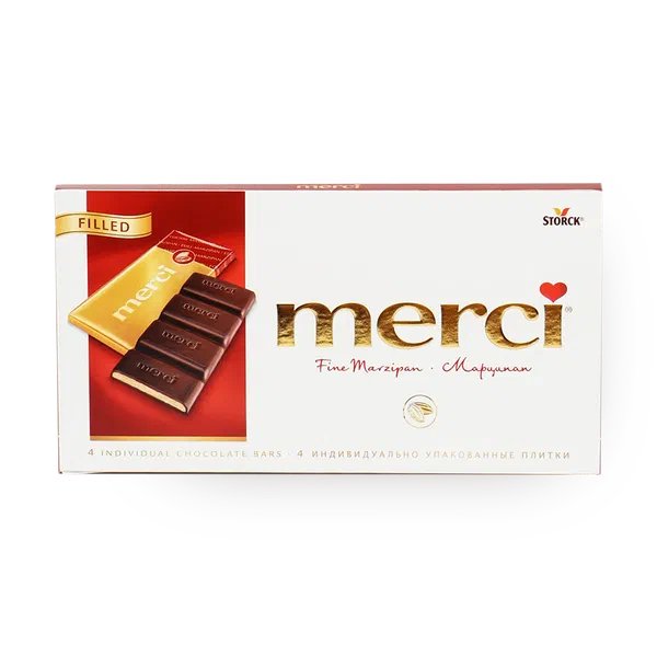 Шоколад тёмный Merci с начинкой марципан