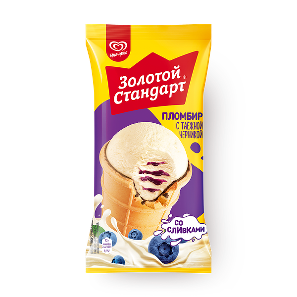 Мороженое пломбир «Золотой стандарт» черника