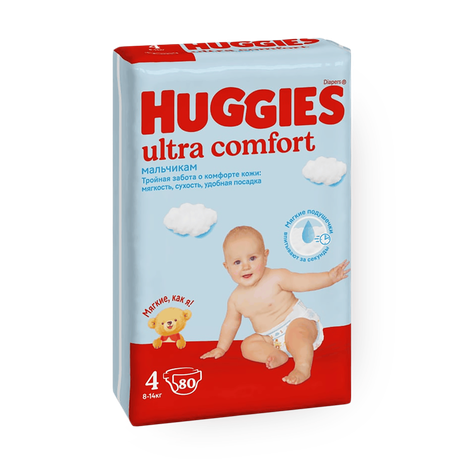 Подгузники Huggies Ultra Comfort для мальчиков 4 размер 8-14 кг