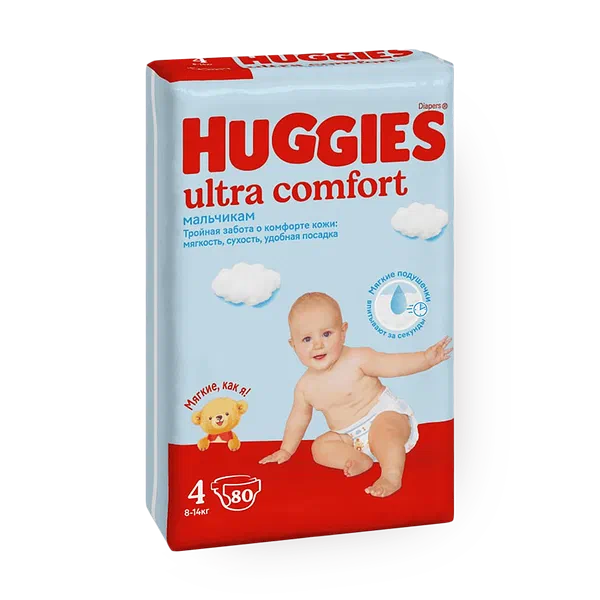 Подгузники Huggies Ultra Comfort для мальчиков 4 размер 8-14 кг