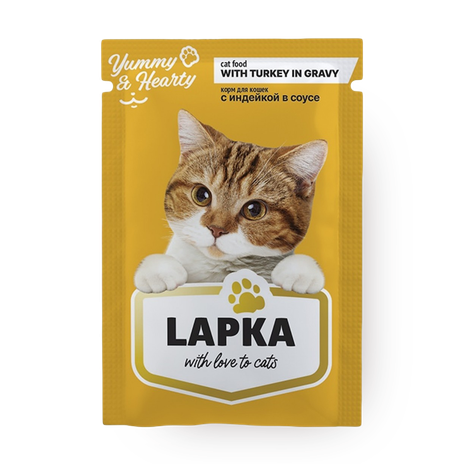 Корм влажный для кошек Lapka с индейкой в соусе от 1 до 12 месяцев