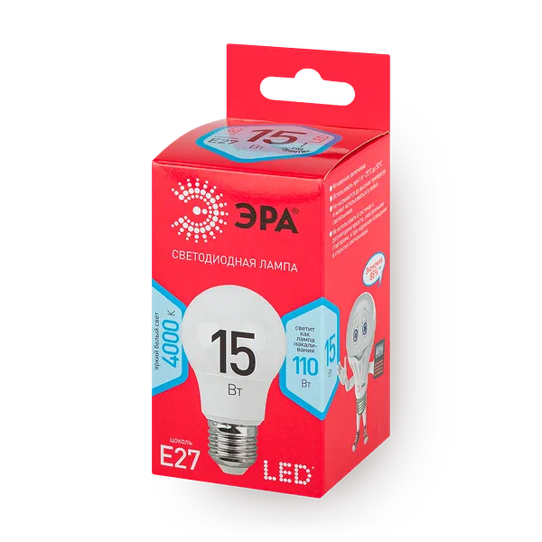 Лампочка светодиодная «Эра» Red Line Led Е27 15 Вт груша нейтральный белый свет