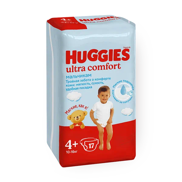 Подгузники Huggies Ultra Comfort для мальчиков 4+ размер 10-16 кг
